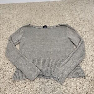 Eileen Fisher Sweater Womens Petite PP Beige 100% Linen Knit Long Sleeve